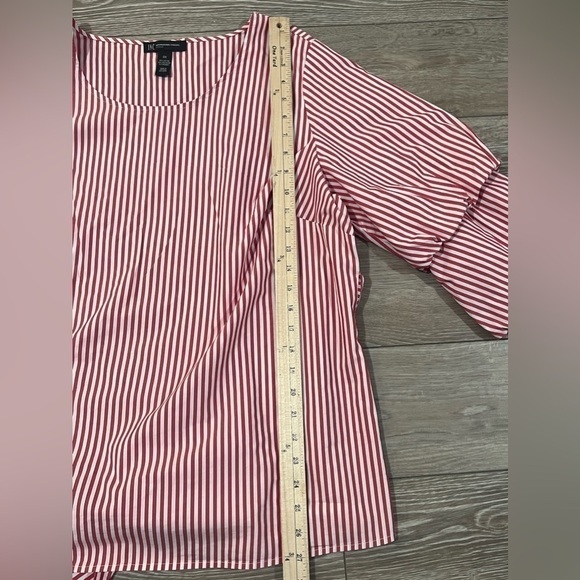 International Concepts INC Plus Size 0X Tucked Sleeve Shirt Stripe - Picture 7 of 9